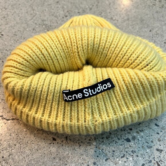Acne Studios Yellow Logo Beanie - Picture 3 of 4